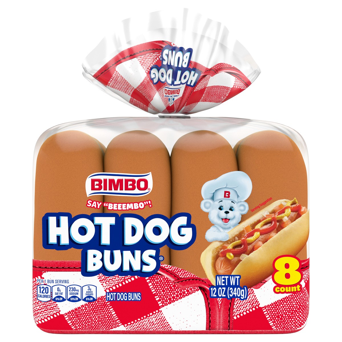 slide 1 of 9, Bimbo White Hot Dog Buns\, 8 count\, 12 oz, 8 ct