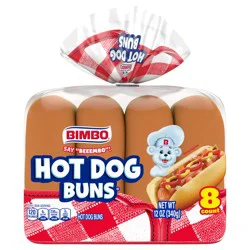 Bimbo White Hot Dog Buns, 8 count, 12 oz