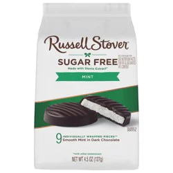 RUSSELL STOVER Sugar Free Dark Chocolate Mint Patties Candy, 4.5 oz bag