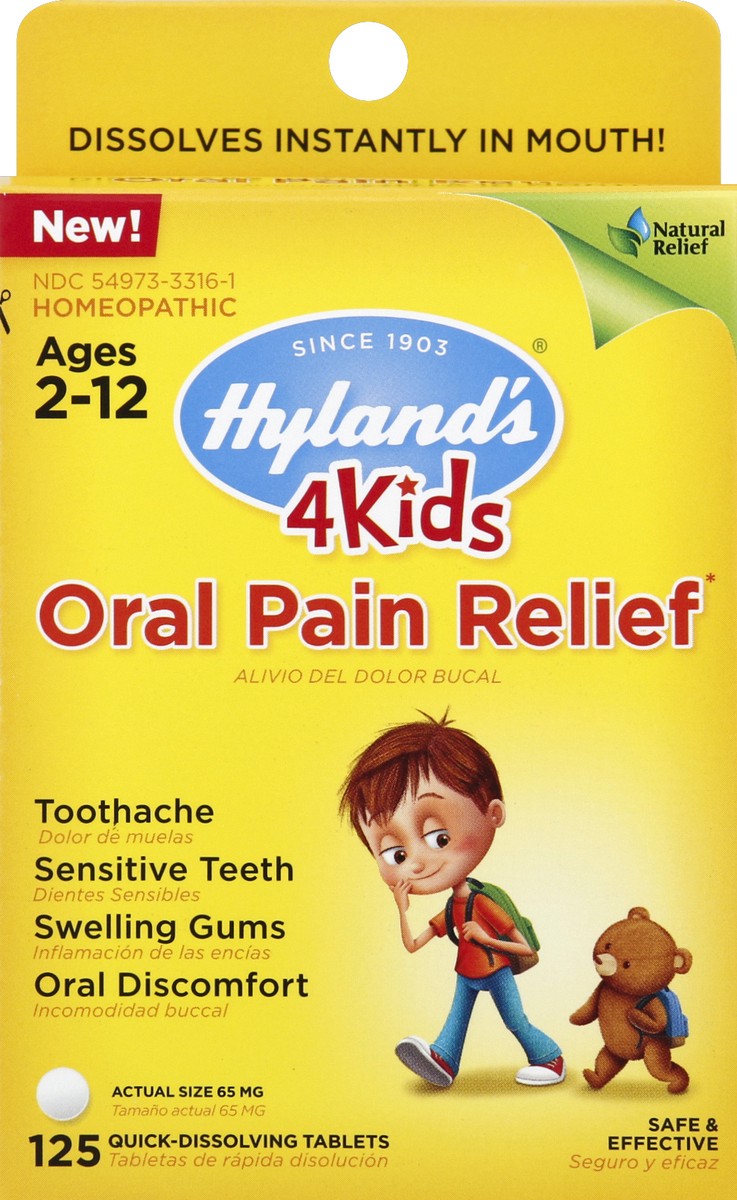 slide 5 of 6, Hyland's 4Kids Oral Pain Relief Tablets, 125 ct