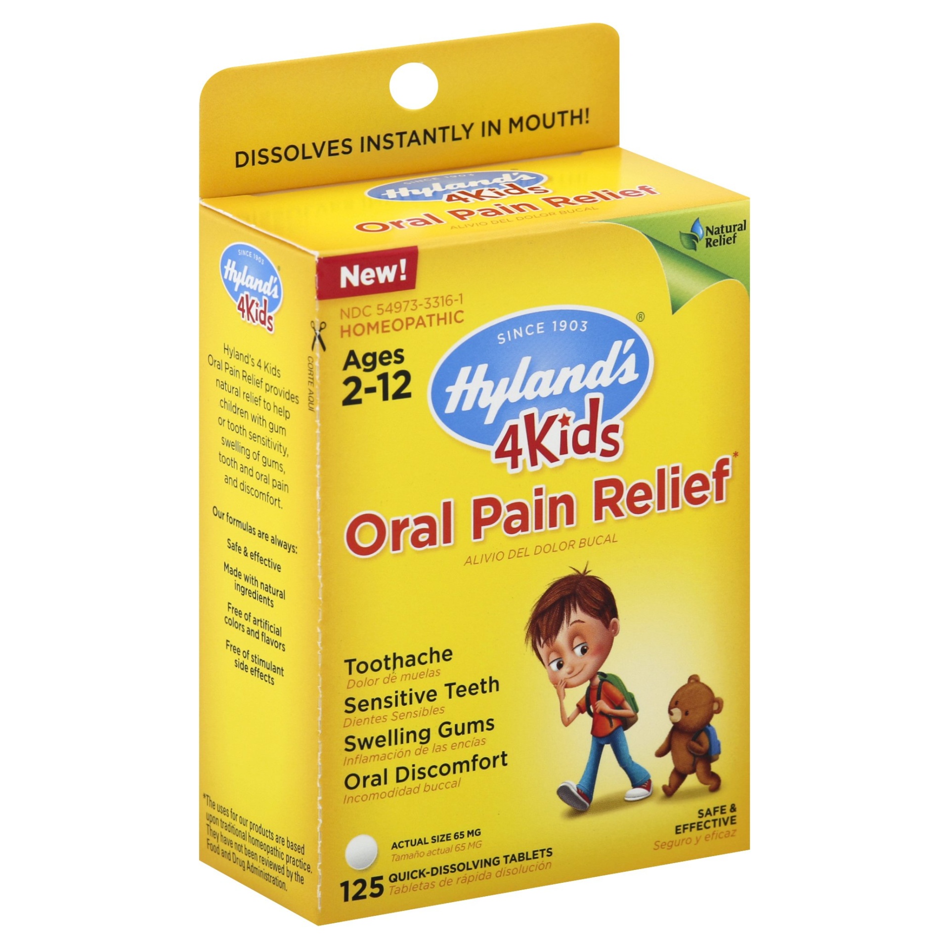 slide 1 of 6, Hyland's 4Kids Oral Pain Relief Tablets, 125 ct