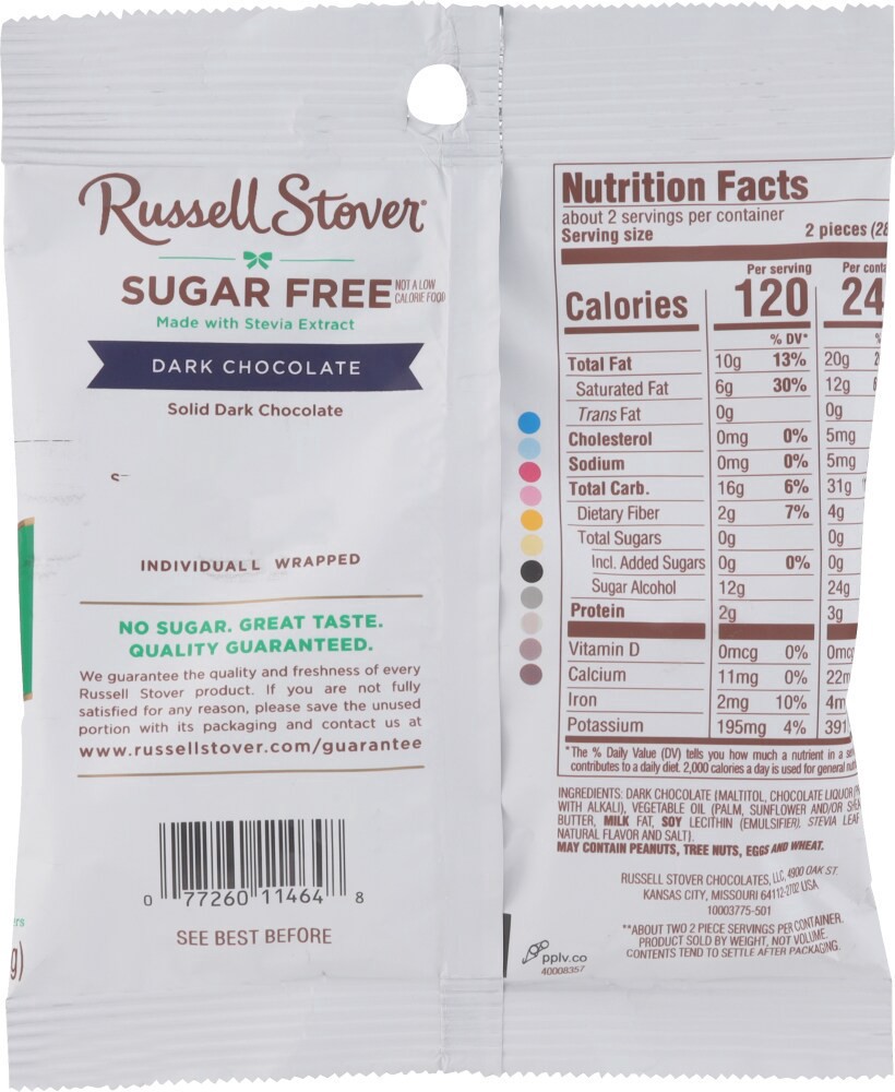 slide 2 of 2, RUSSELL STOVER Sugar Free Dark Chocolate Medallions Candy, 2 oz bag, 4 ct