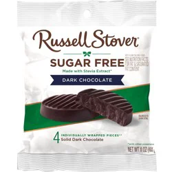 RUSSELL STOVER Sugar Free Dark Chocolate Medallions Candy, 2 oz bag