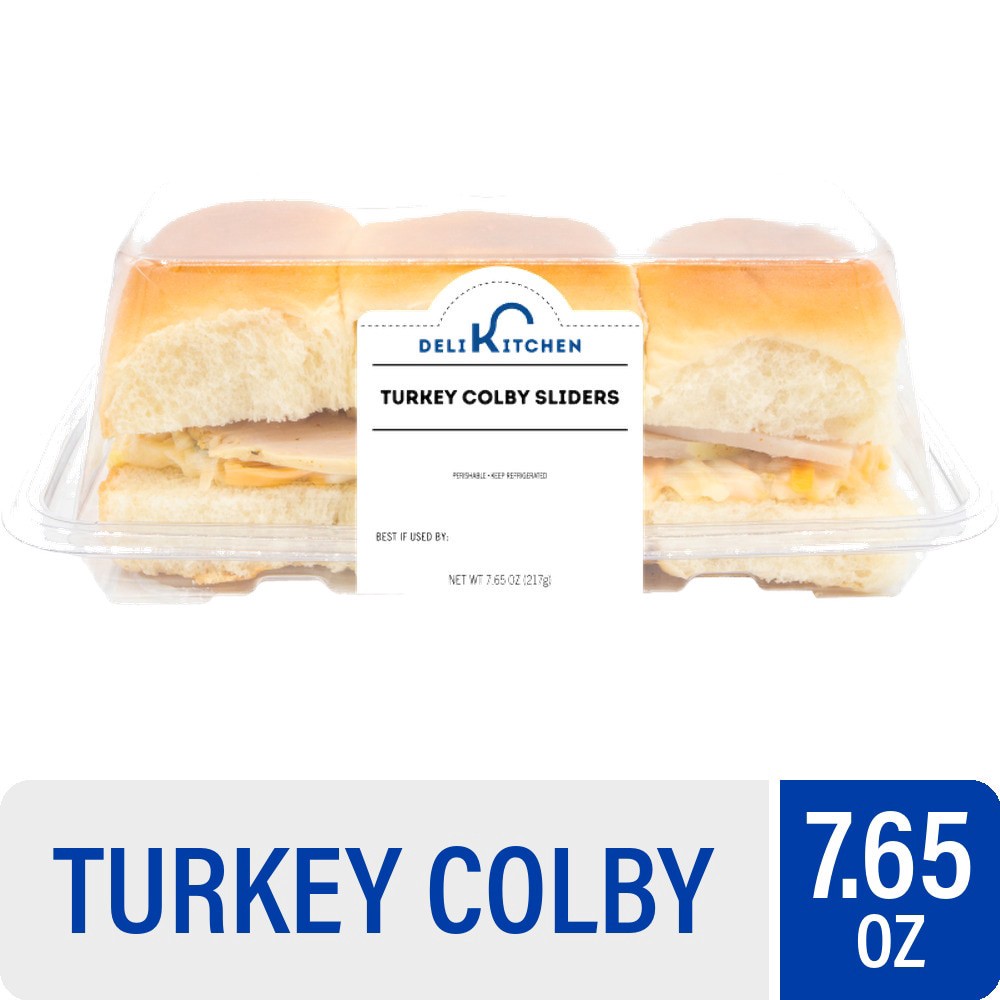 slide 1 of 3, Deli Kitchen Turkey Colby Sliders, 3 ct / 7.65 oz