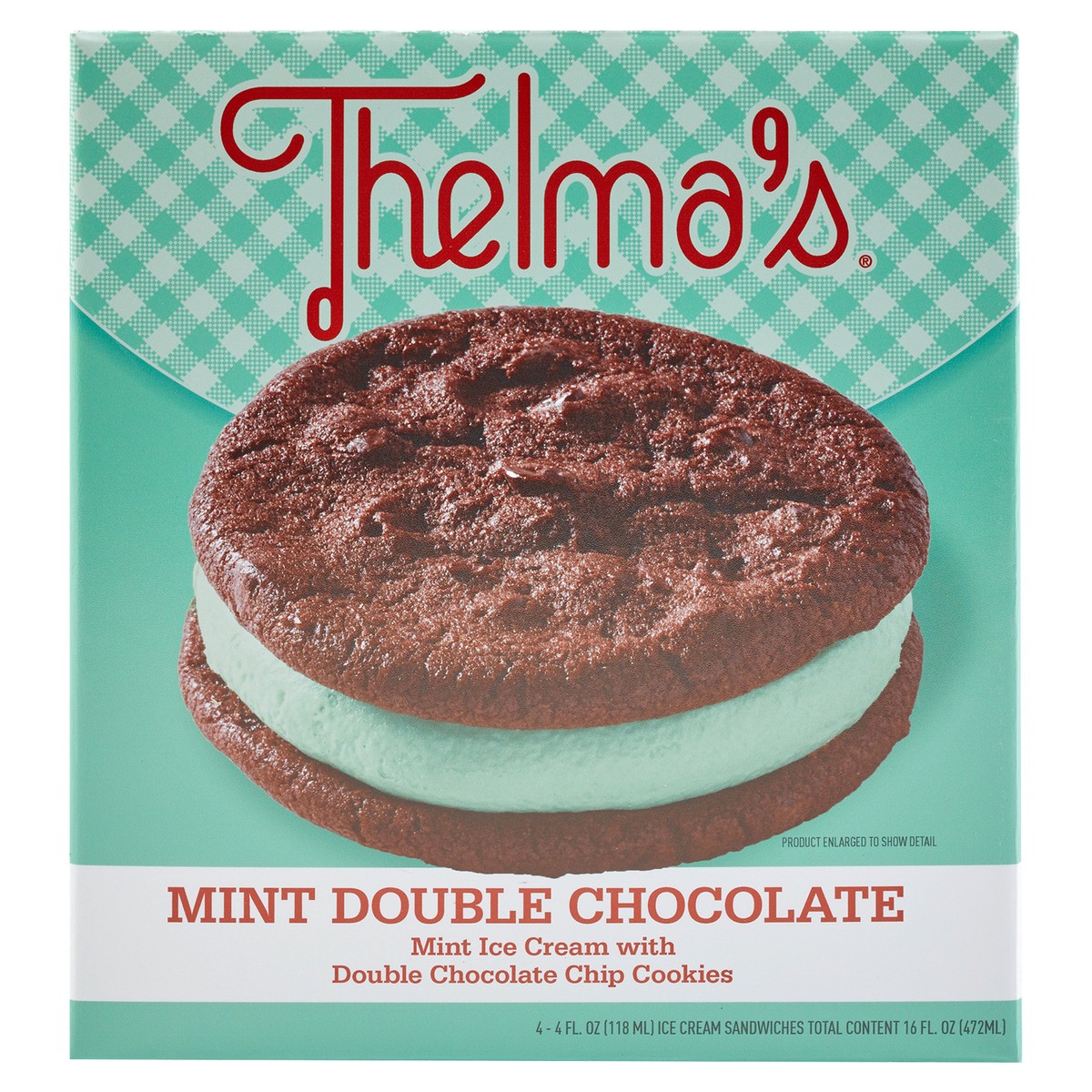 slide 7 of 10, Thelma's Mint Double Chocolate Ice Cream Sandwich 4 Pack, 4 ct