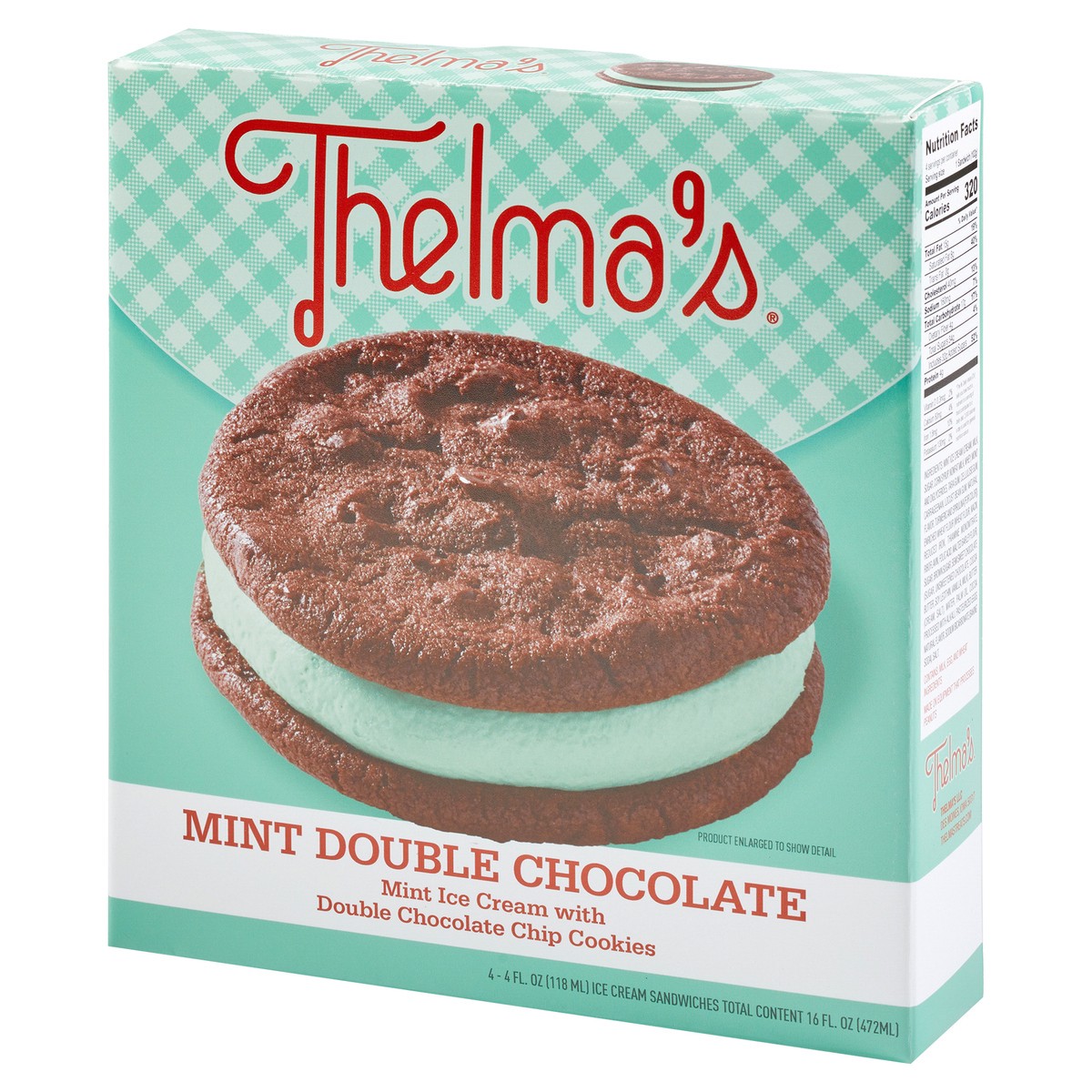 slide 4 of 10, Thelma's Mint Double Chocolate Ice Cream Sandwich 4 Pack, 4 ct