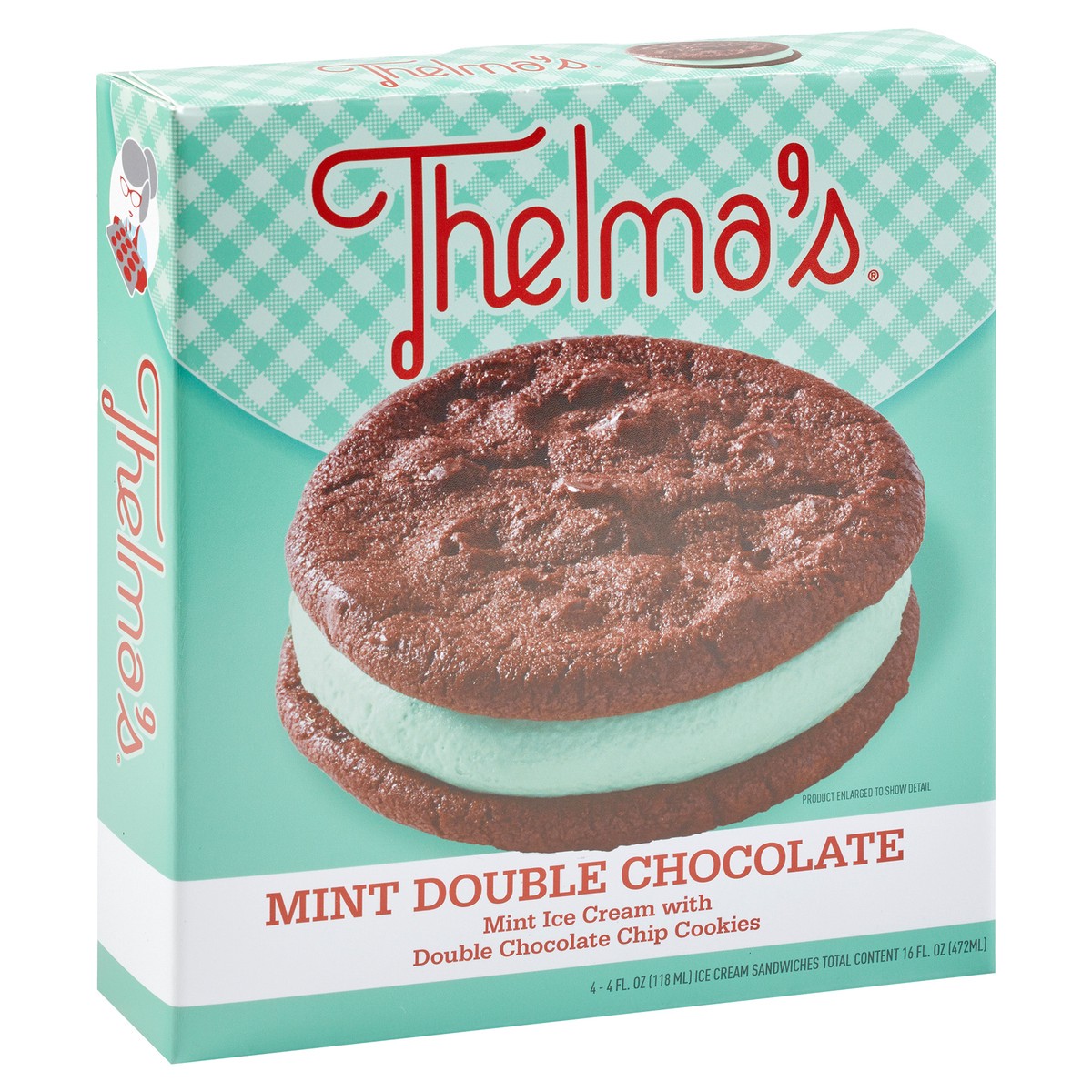slide 3 of 10, Thelma's Mint Double Chocolate Ice Cream Sandwich 4 Pack, 4 ct
