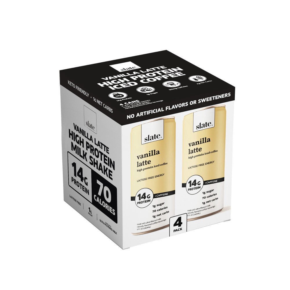 slide 1 of 5, Slate Vanilla Latte High Protein Iced Coffee, 32 fl oz