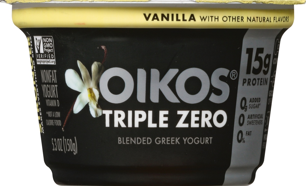 slide 9 of 11, Oikos Triple Zero Vanilla Greek Yogurt, 5.3 oz