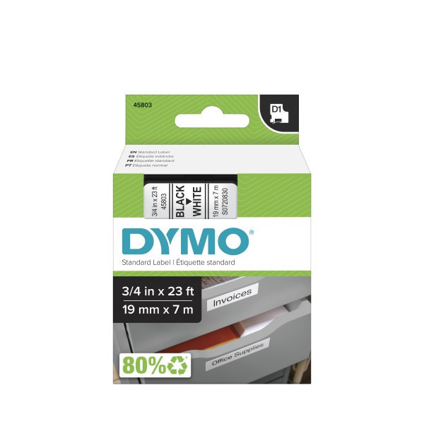 slide 1 of 7, DYMO D1 Standard Tape Cartridge For Dymo Label Makers, Black on White, 23 ft