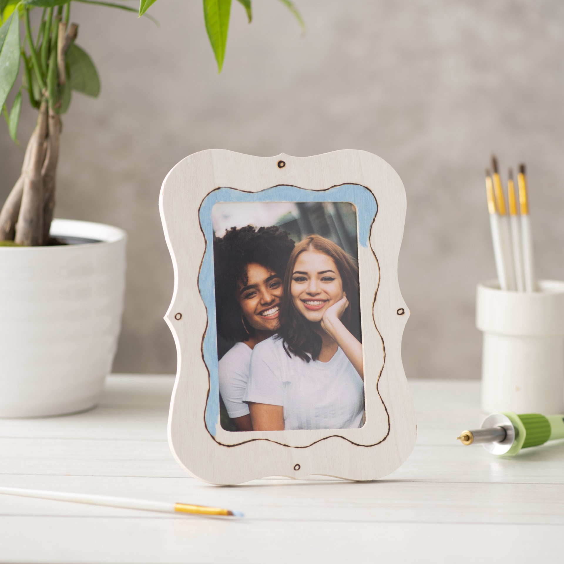 slide 4 of 4, 4" X 6" Ready-To-Finish Scalloped Edges Wood Frame By Make Market, 4 in x 6 in