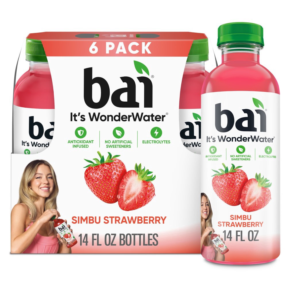 slide 1 of 5, Bai Simbu Strawberry Antioxidant Infused Water Beverage Bottles, 6 ct / 14 fl oz