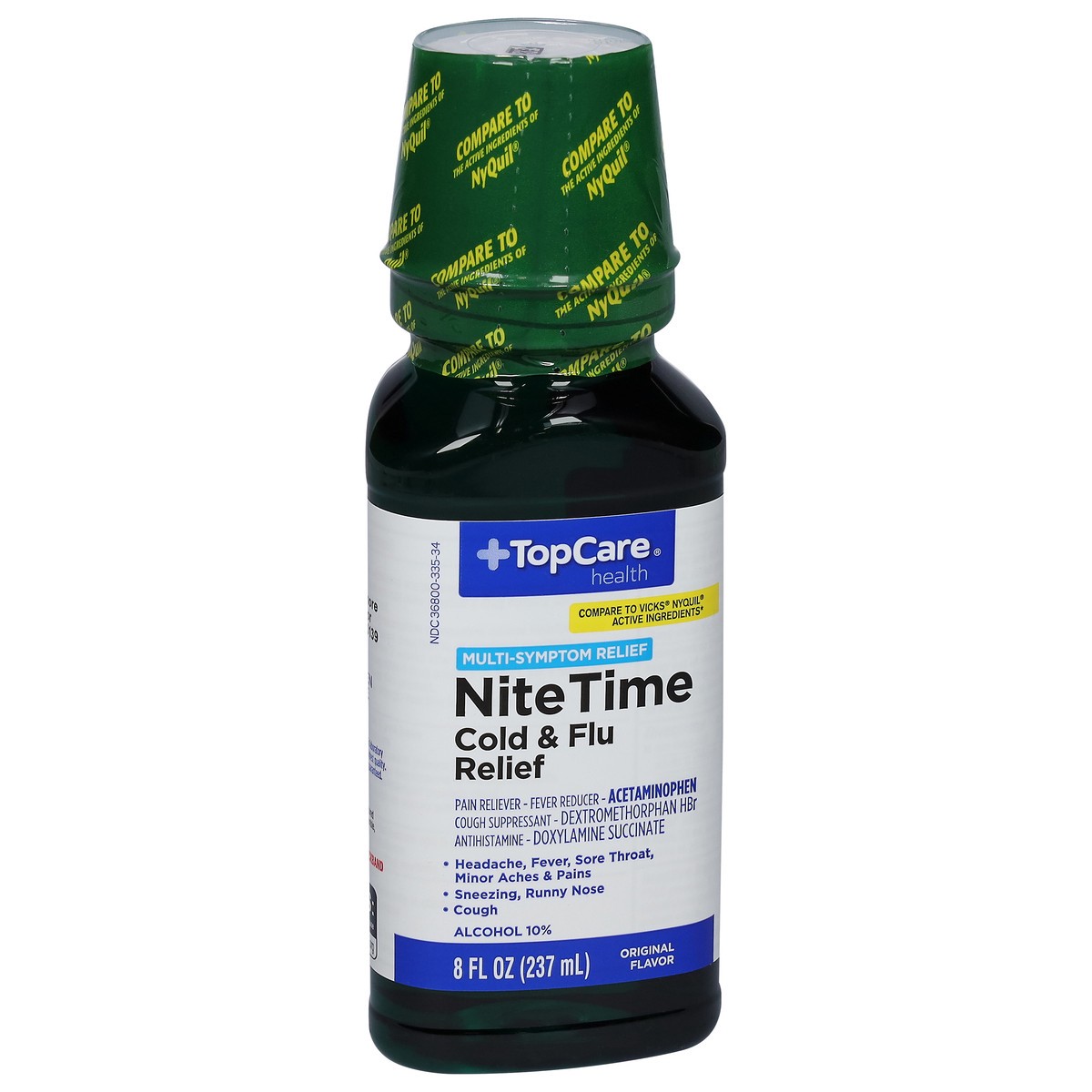 slide 2 of 9, TopCare Health Multi-Symptom Relief NiteTime Original Flavor Cold & Flu Relief 8 fl oz, 8 fl oz