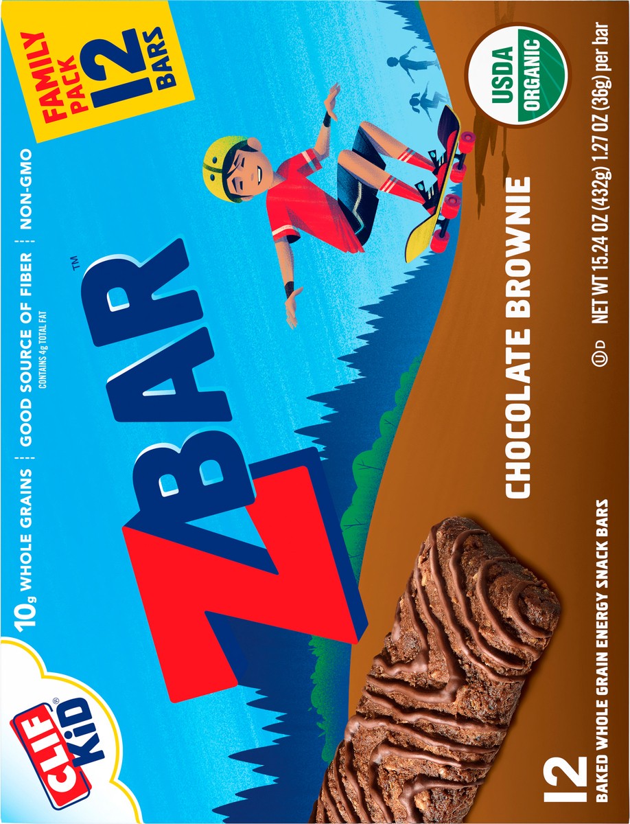 slide 3 of 9, Zbar - Chocolate Brownie - Soft-Baked Energy Snack Bars - Non-GMO - 11g Whole Grains - USDA Organic Granola Bars (12 Pack), 12 ct