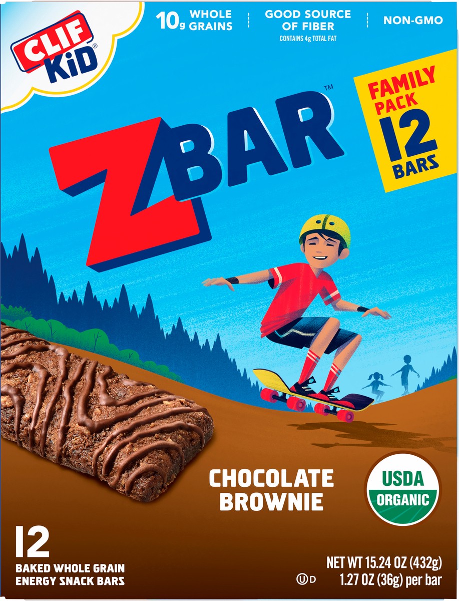 slide 8 of 9, Zbar - Chocolate Brownie - Soft-Baked Energy Snack Bars - Non-GMO - 11g Whole Grains - USDA Organic Granola Bars (12 Pack), 12 ct