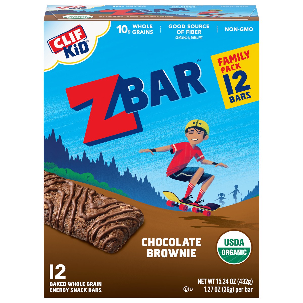 slide 1 of 9, Zbar - Chocolate Brownie - Soft-Baked Energy Snack Bars - Non-GMO - 11g Whole Grains - USDA Organic Granola Bars (12 Pack), 12 ct