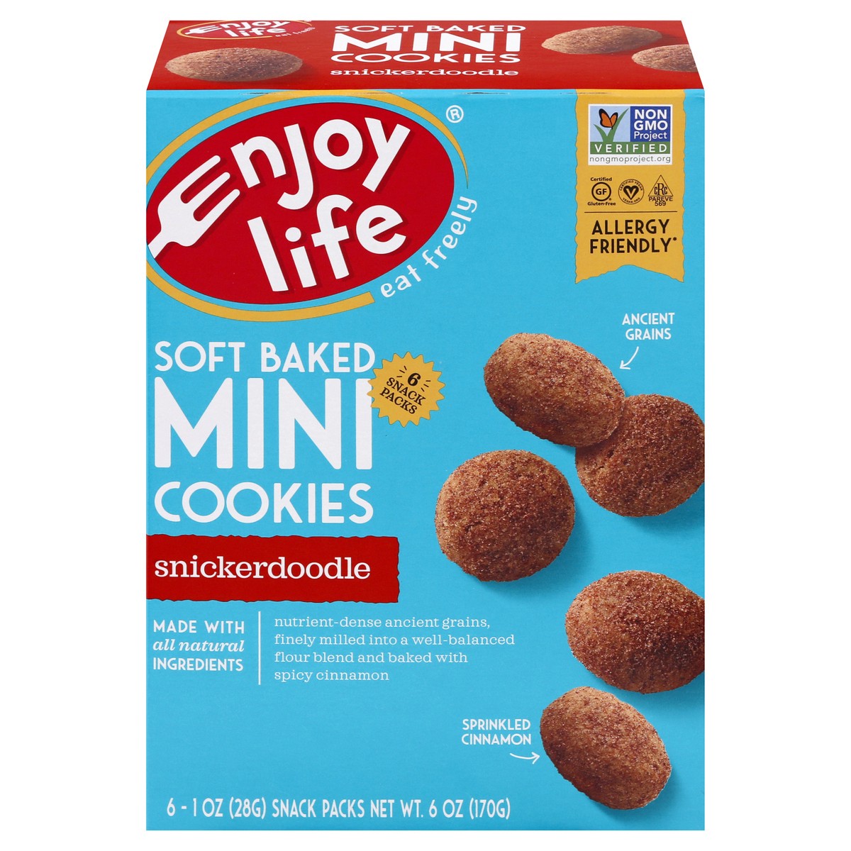 slide 1 of 9, Enjoy Life Soft Baked Snickerdoodle Mini Cookies 6 ea, 6 ct