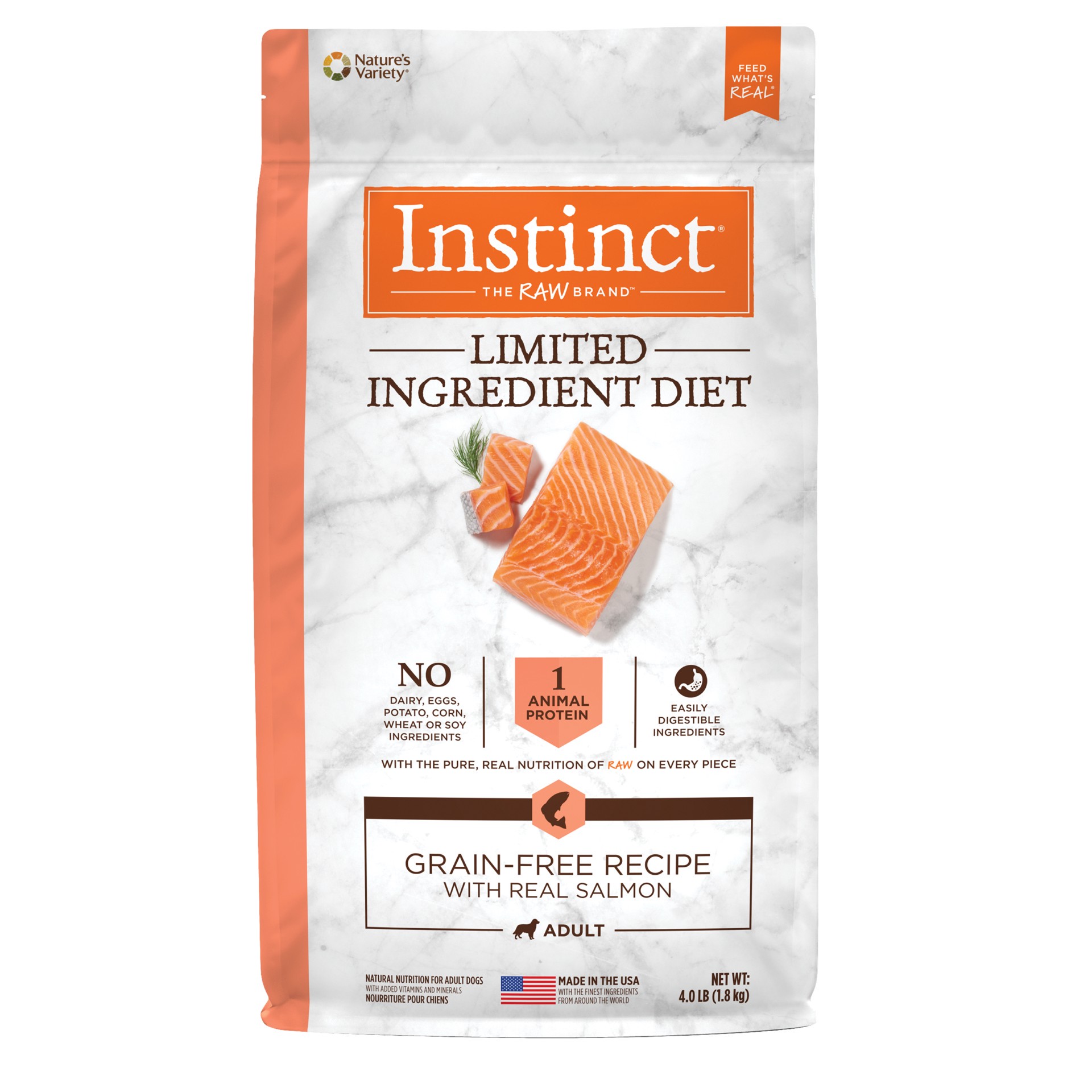 slide 1 of 7, Instinct Limited Ingredient Diet Salmon Dry Dog Food, 4 lb. Bag, 4 lb