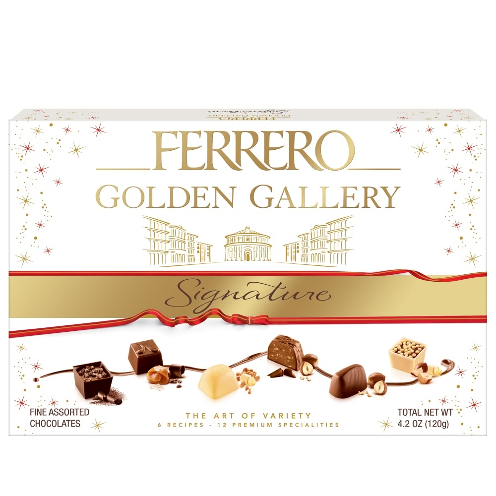 slide 1 of 1, Ferrero Rocher Chocolates Fine Assorted Golden Gallery Signature, 4.2 oz