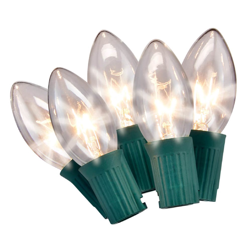 slide 2 of 2, Holiday Home Clear Incandescent Green Wire C9 Lights Christmas Decor, 25 ct