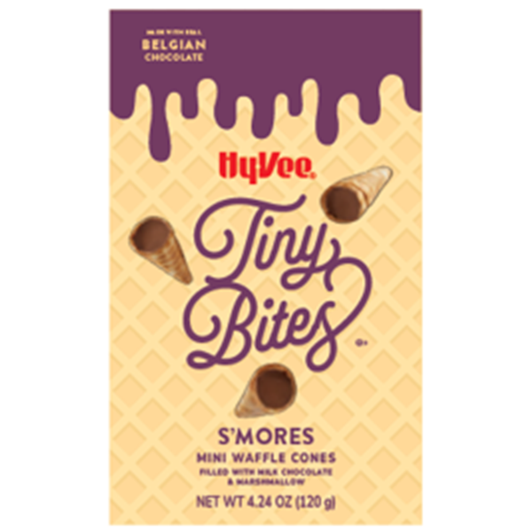 slide 1 of 1, Hy-Vee Tiny Bites, S'mores Mini Waffle Cones, 4.24 oz