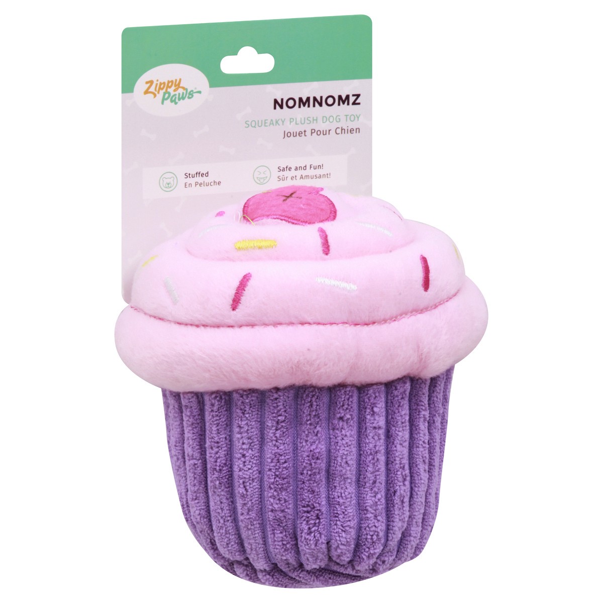 slide 4 of 9, Zippy Paws Nomnomz Pink Cupcake Squeaky Plush Dog Toy 1 ea, 1 ct
