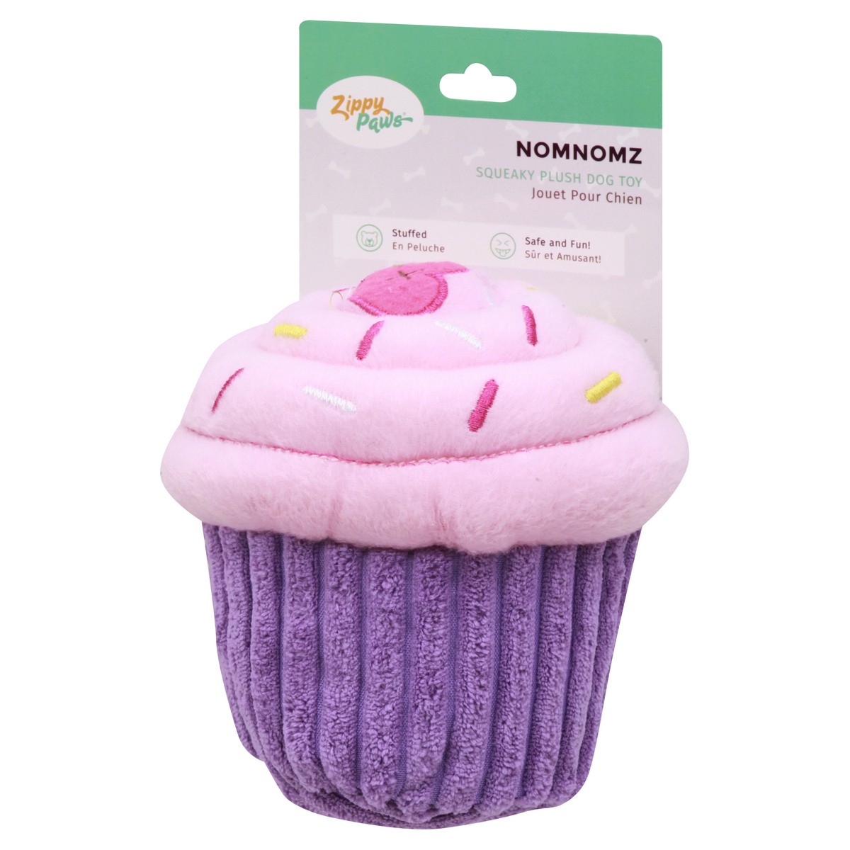 slide 6 of 9, Zippy Paws Nomnomz Pink Cupcake Squeaky Plush Dog Toy 1 ea, 1 ct