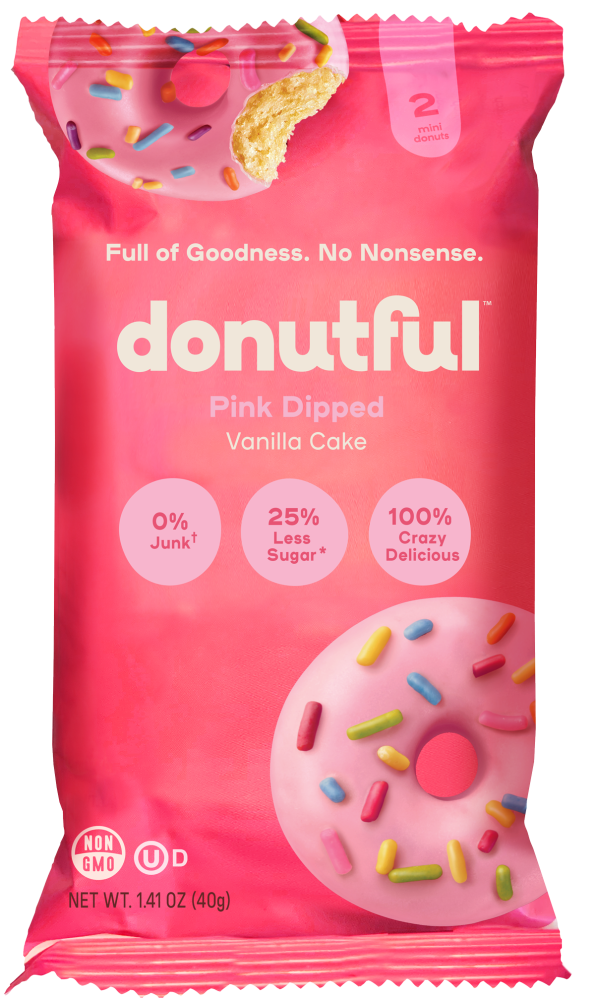 slide 1 of 1, Donutful Pink Dipped Vanilla Cake Mini Donuts, 2 Each, 2 ct