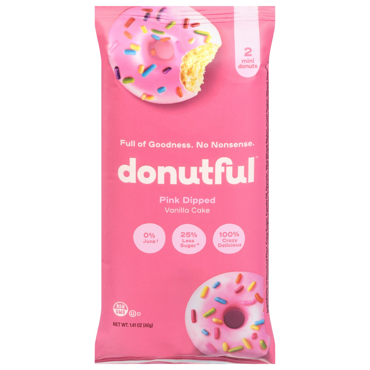slide 1 of 15, Donutful Pink Dipped Vanilla Cake Mini Donuts, 2 Each, 2 ct