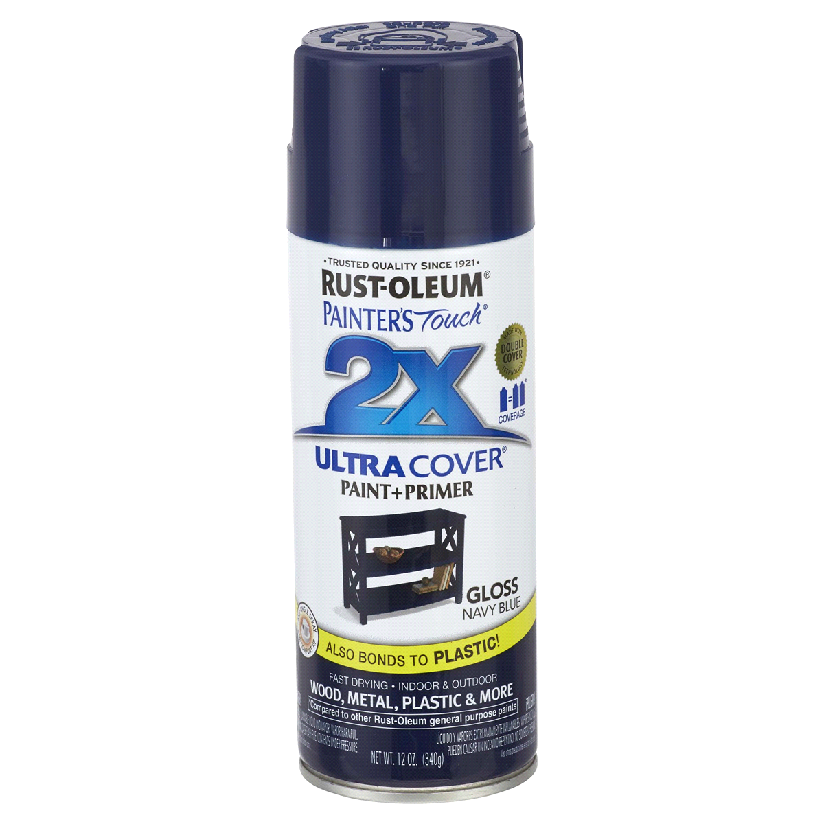 slide 1 of 9, Rust-Oleum 2X Ultra Cover Paint & Primer, Gloss Navy Blue, 12 oz