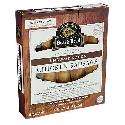 slide 1 of 6, Boar's Head Uncured Baco Chick Saus, 12 oz