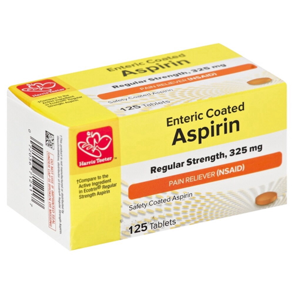 slide 1 of 1, Harris Teeter Enteric Coated Aspirin Tablets, 125 ct