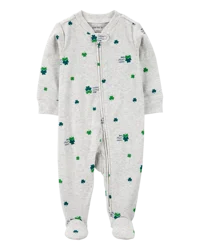 Carter's Baby St. Patrick's Day 2-Way Zip Cotton Sleep & Play Pajamas - Grey Grey 9M