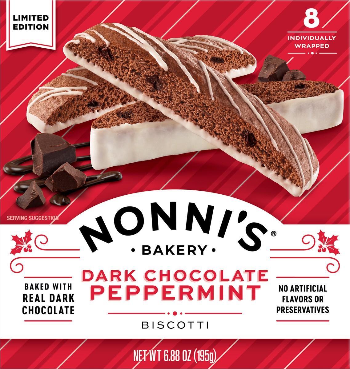 slide 6 of 8, Nonni's Nonni’s Dark Chocolate Peppermint Biscotti, 8-count carton 6.88 oz, 8 ct