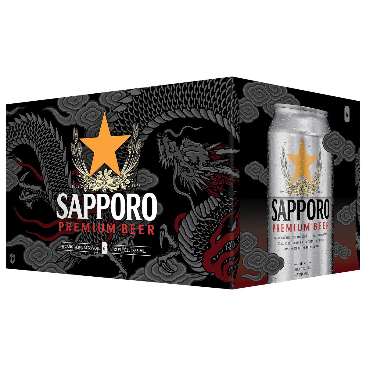 slide 3 of 9, Sapporo Premium Beer 6pk 12oz Cans, 6 ct; 12 oz