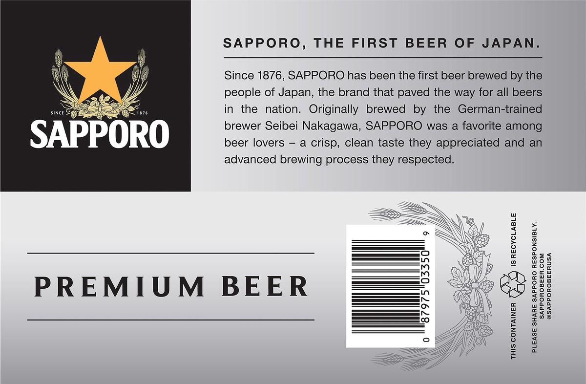 slide 6 of 9, Sapporo Premium Beer 6pk 12oz Cans, 6 ct; 12 oz