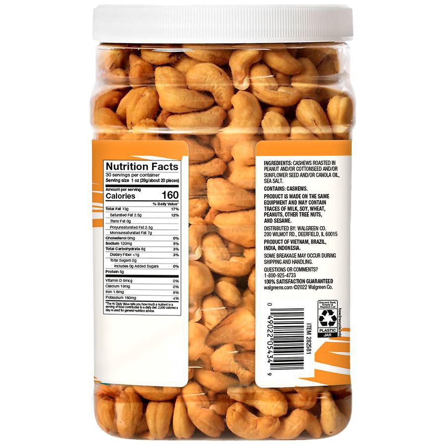 slide 3 of 5, Nice! Roasted & Salted Whole Cashews, 30 oz