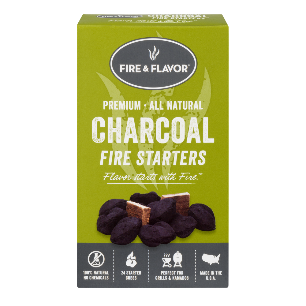 slide 1 of 1, Fire & Flavor Charcoal, Premium, Fire Starters, 24 ct