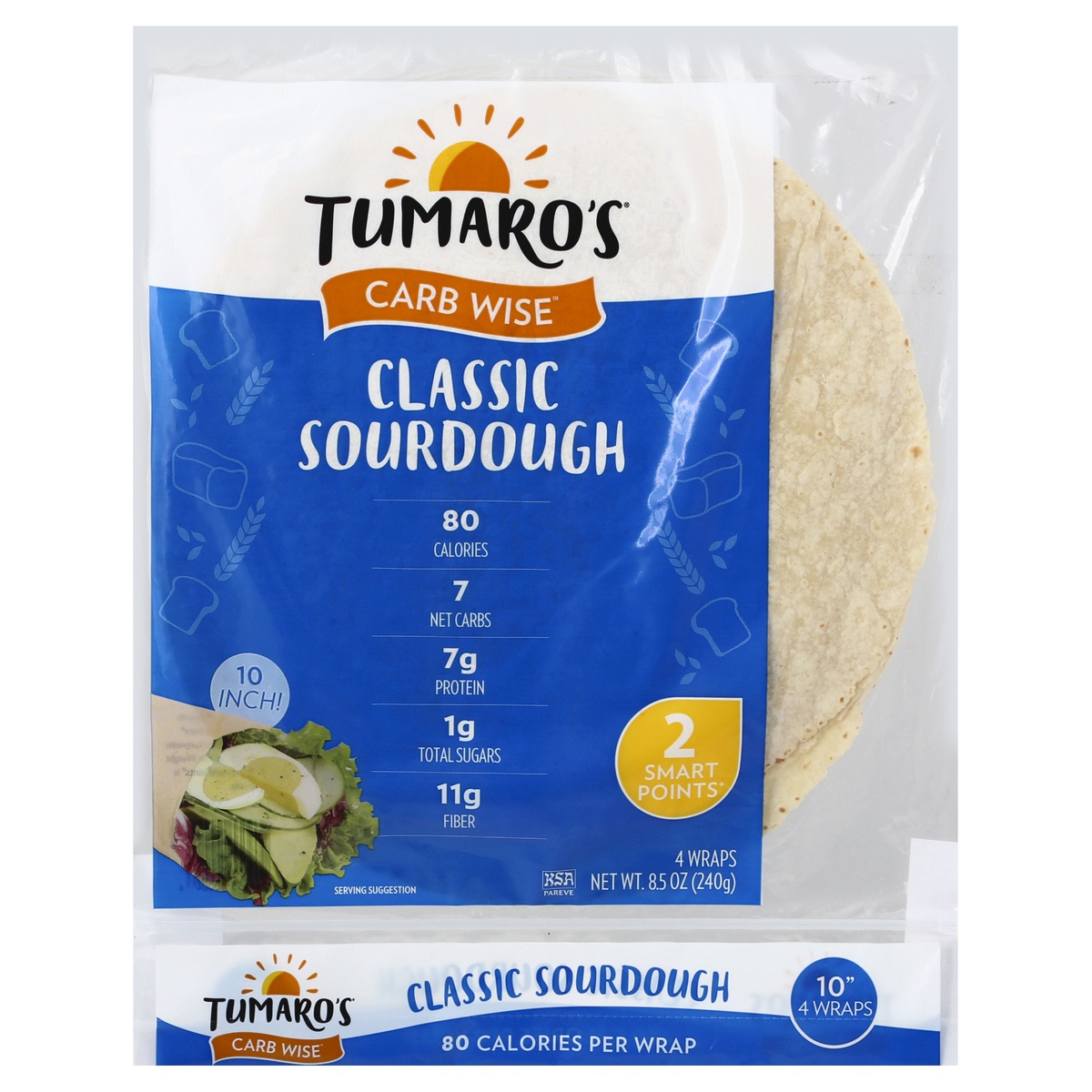 slide 1 of 1, Tumaro's Low In Carb New York Deli-Style Sourdough Wraps, 4 ct; 8.5 oz