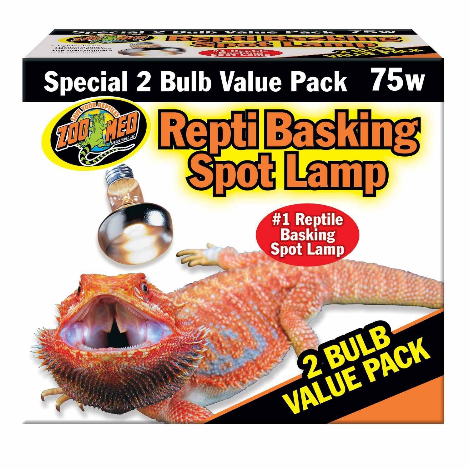 slide 1 of 1, Zoo Med Repti Basking Spot Lamp Value Pack, 75 Watts, 2 ct