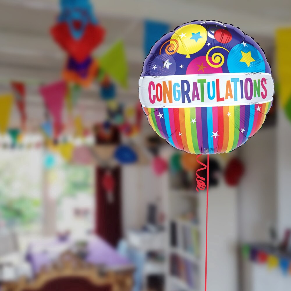 slide 4 of 4, Congratulations! Helium Filled Balloon, 17 in