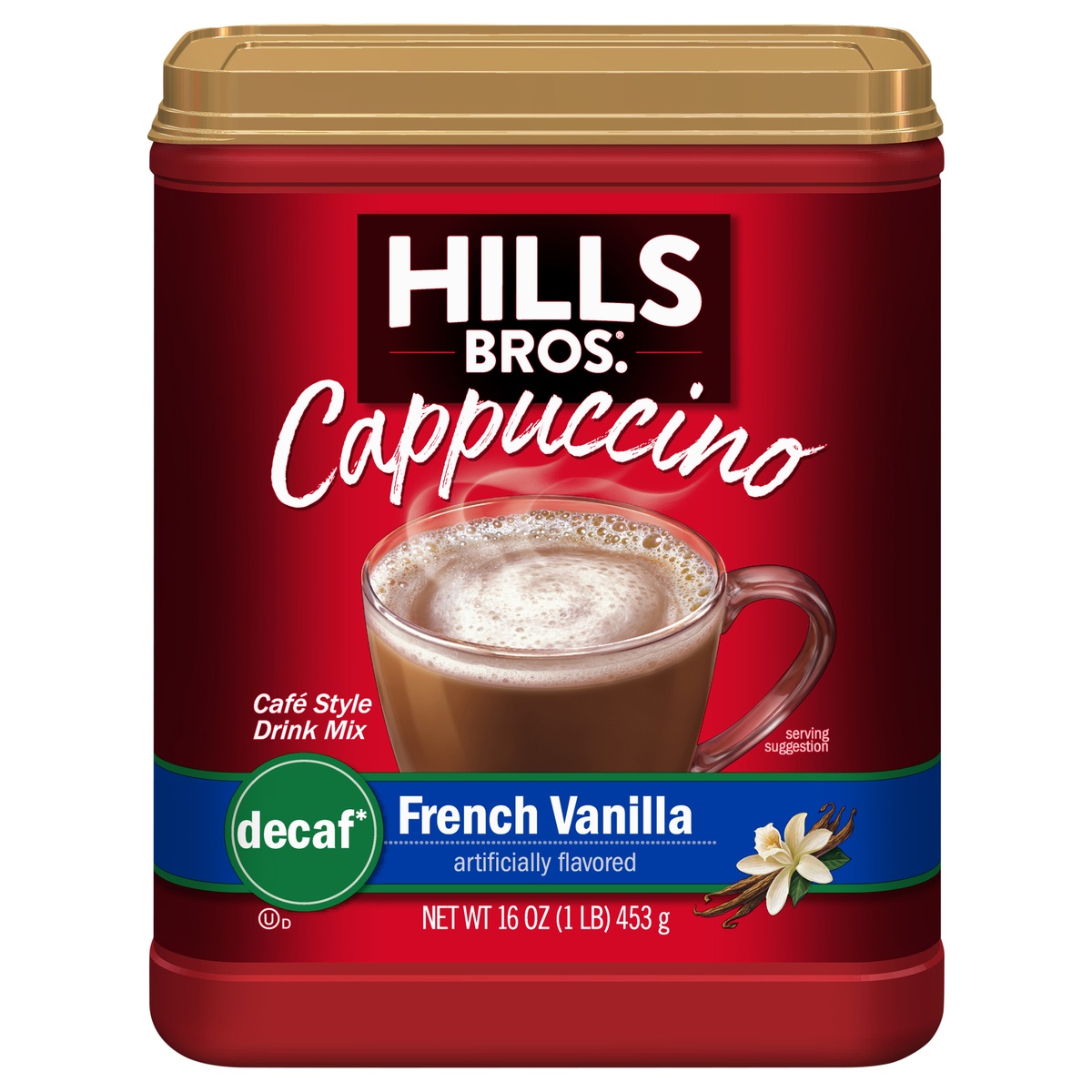 slide 1 of 8, Hills Bros. Decaffeinated French Vanilla Cappuccino, 16 oz