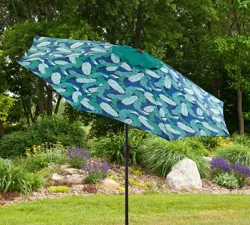 HD Designs Floral Patio Umbrella - Blue/Green