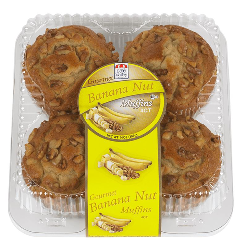 slide 1 of 1, Cafe Valley Banana Nut Muffin, 4 ct