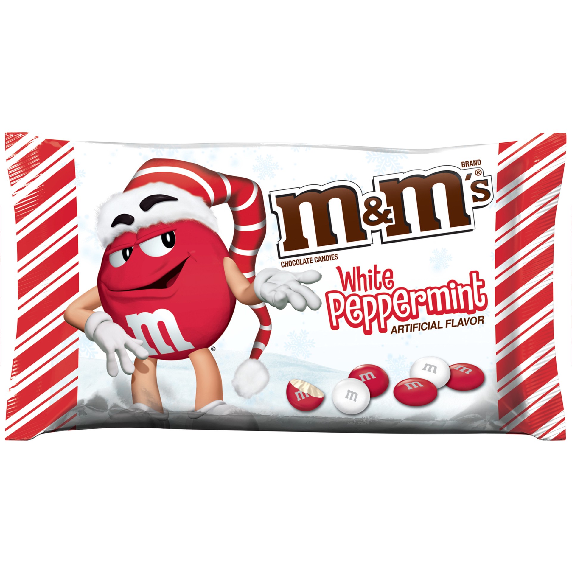 slide 1 of 6, M&M's White Peppermint Chocolate Candy For The Holidays, 8 oz