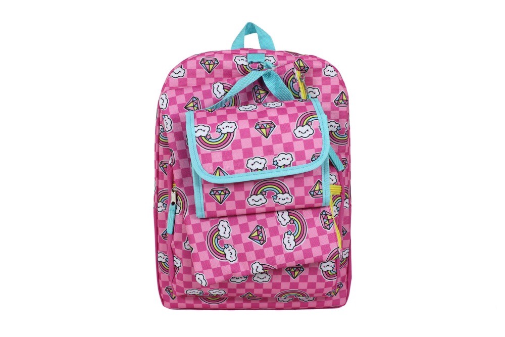 slide 2 of 2, Cudlie Backpack Set - Gem/Rainbow/ Pink Checkered, 1 ct