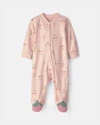 Carters Baby Girl Strawberry Snug Fit Sleep & Play Pajamas - Pink Pink PRE
