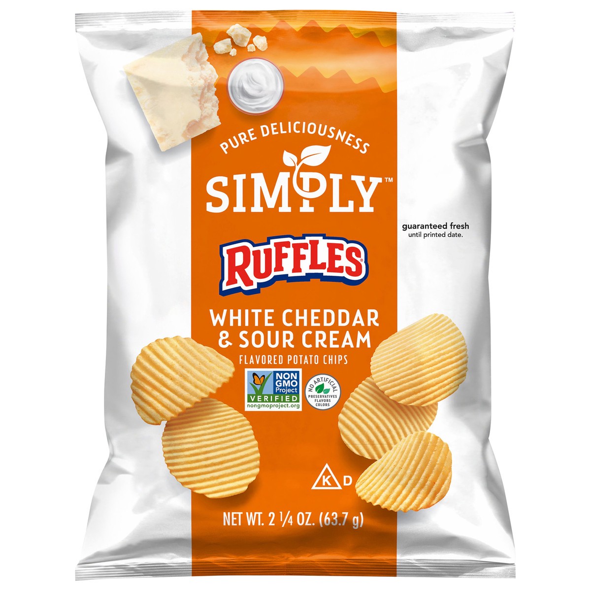 slide 8 of 8, Ruffles Potato Chips, White Cheddar & Sour Cream Flavored - 2.25 oz, 2.25 oz