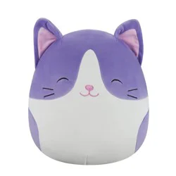 Squishmallows 12" Periwinkle and White Tuxedo Cat with Closed Eyes