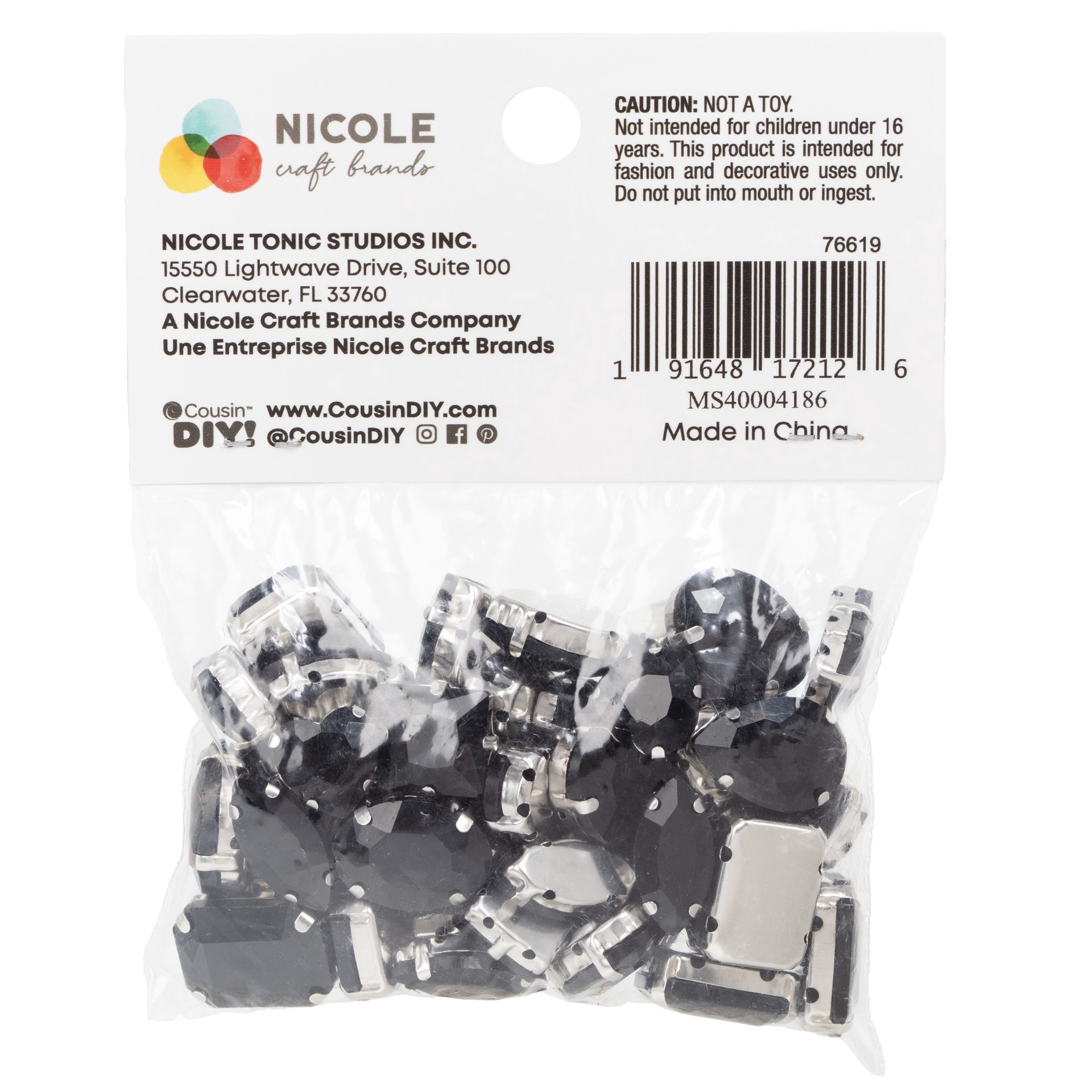 slide 7 of 7, Cousindiy Silver Jet Glass Sew-On Rhinestones, 56ct., 56 ct